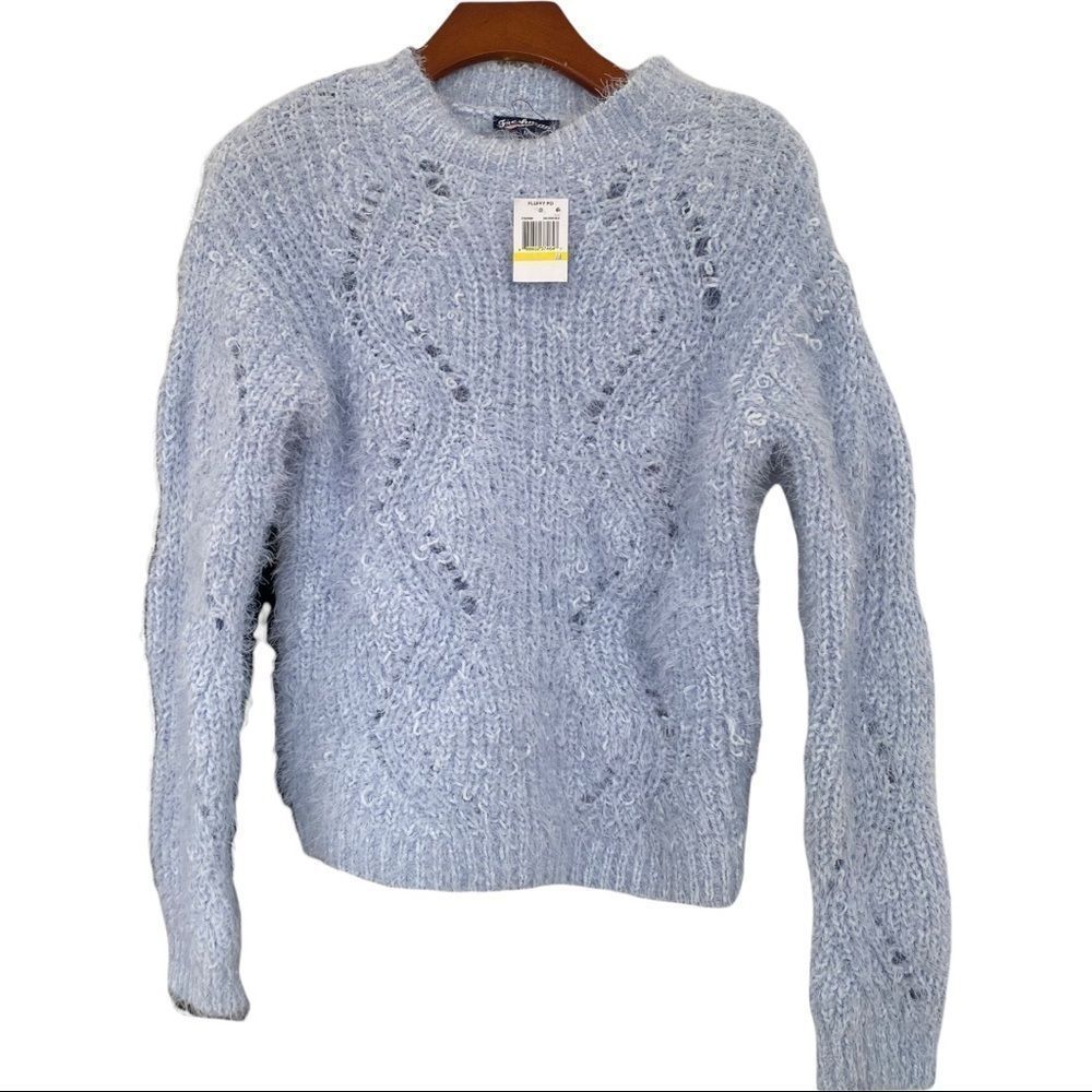 NWT FRESHMAN BLUE FLUFFY PULLOVER JUMPER HIGH MECK SWEATER SIZE MEDIUM